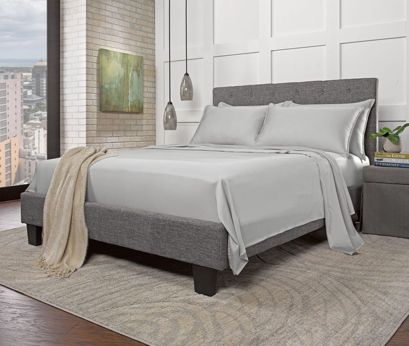 Stylinen 100% Organic Eucalyptus Bed Sheets Full Size 4 Piece Set, Tencel Lyocell, Silky Soft & Smooth, Breathable, 16 Inch Deep Pockets, 1 Fitted, 1 Flat, 2 Pillowcases (Full, Silver Pearl) - Image 3